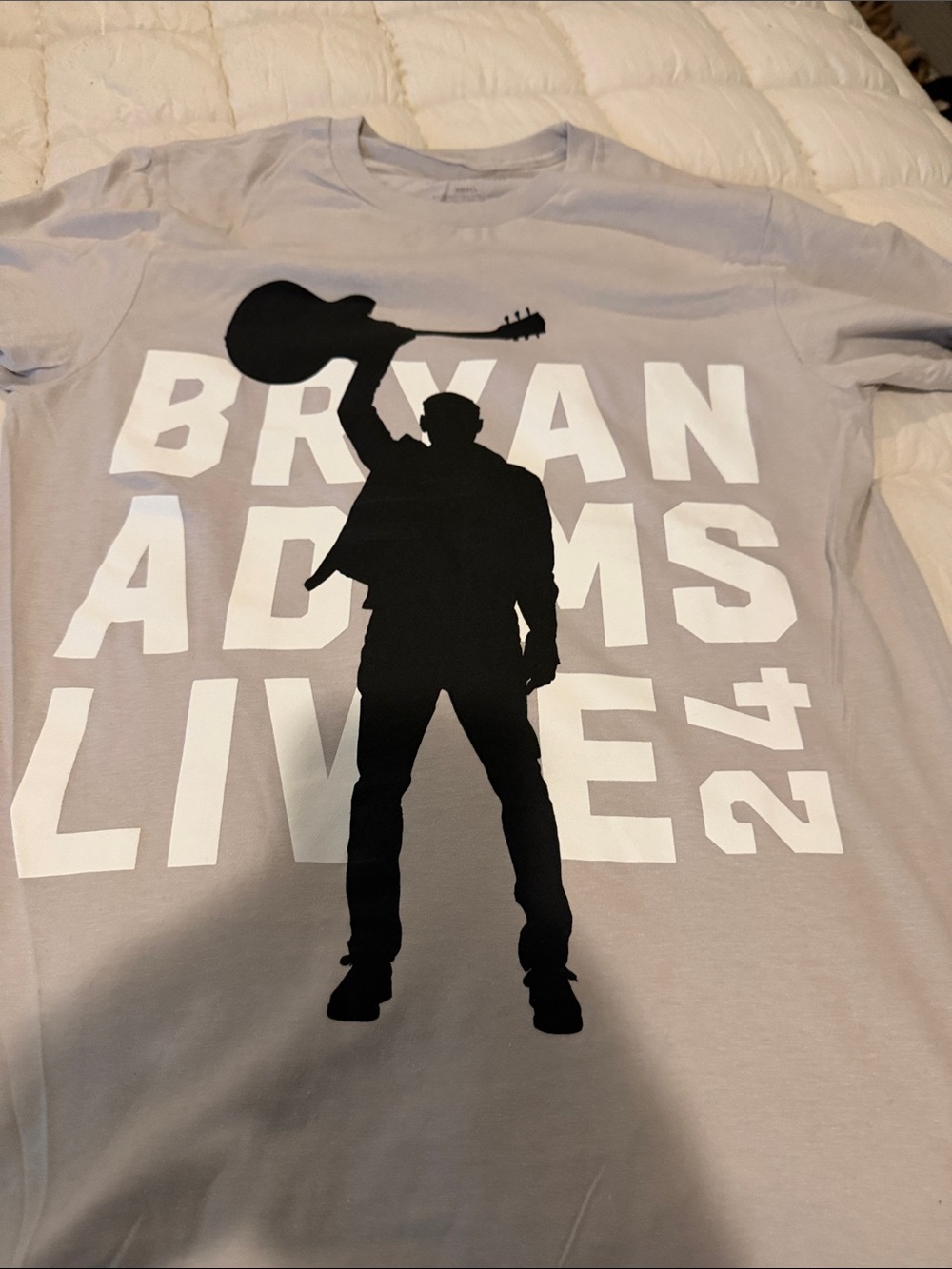 Gray Graphic Crewneck T-Shirt with Black Silhouette Bryan Adam’s Canada Concert